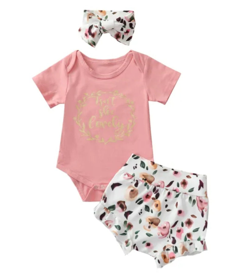 Isn't She Lovely Romper with Floral Bloomer and Headband #1000378