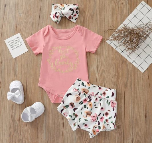Isn't She Lovely Romper with Floral Bloomer and Headband #1000378