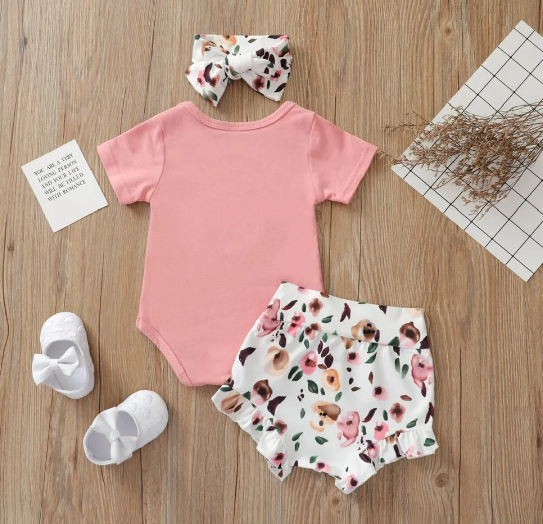 Isn't She Lovely Romper with Floral Bloomer and Headband #1000378